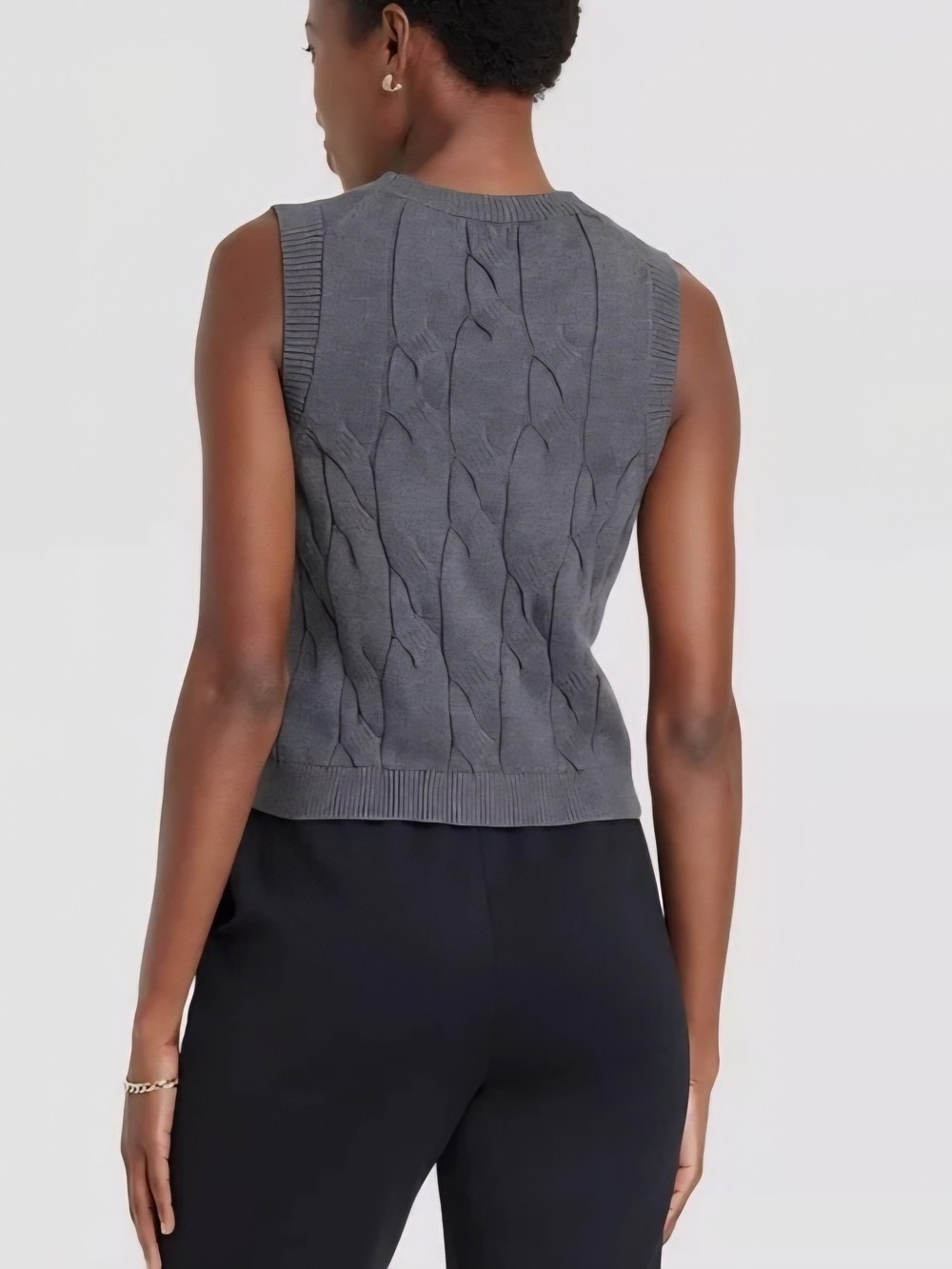 a new day Gray Cable-Knit V-Neck Button Front Sweater Vest - Picture 2 of 6